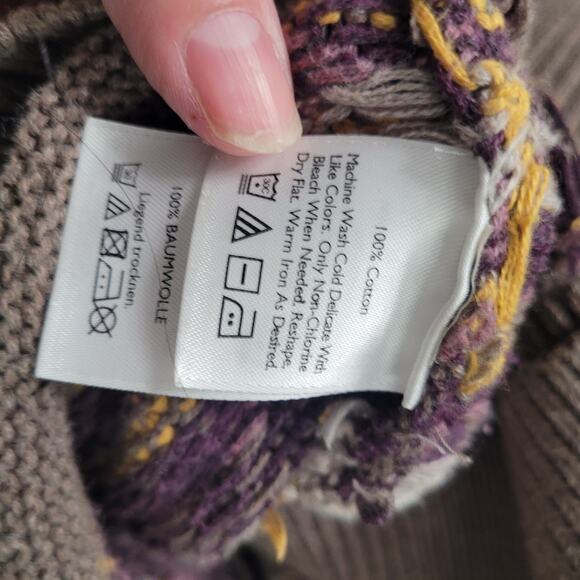 Eddie Bauer Mid Length Chunky Multicolor Knit Fair Isle Sweater Size Small - Picture 6 of 6